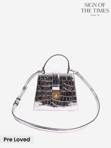 Sign of the Times Silver Veronica Beard Croc-Embossed Effect 2 Way Bag (G66791) | £323
