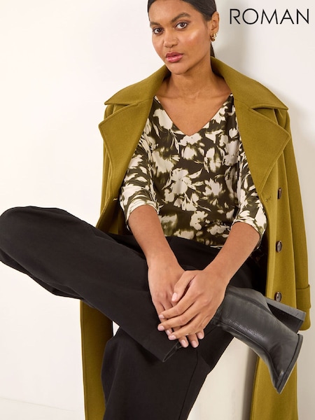 Roman Green Floral Print Bubble Hem Shirt (G67067) | £45