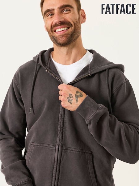 Charcoal Grey - Regular Fatface Zip Through Hoodie