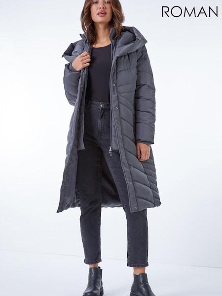 Roman Grey Hooded Quilted Coat (G67094) | £130