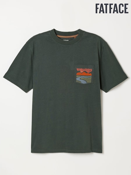 Dark Green - Regular Fatface Horizon Graphic T-shirt