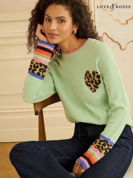 Love & Roses Mint Green Crew Neck Cosy Jumper (G67215) | £39
