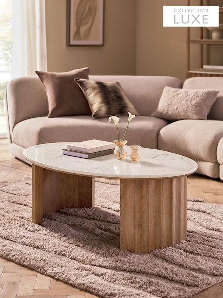 Collection Luxe Santa Fe Mango Wood And Marble Coffee Table