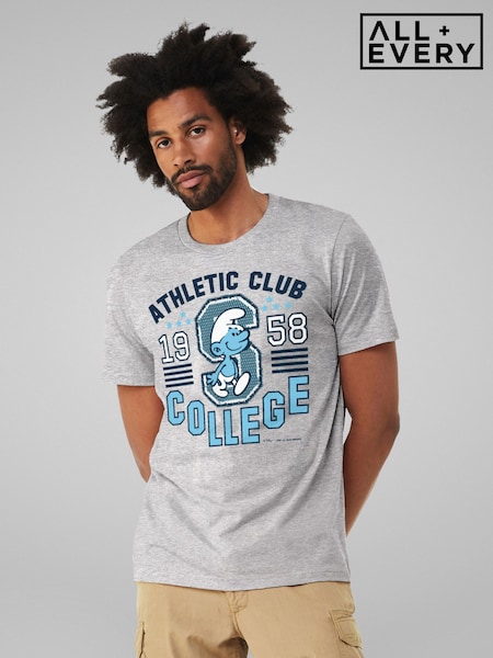 All + Every Grey The Smurfs Athletic Club College Sports T-Shirt (G67389) | £25