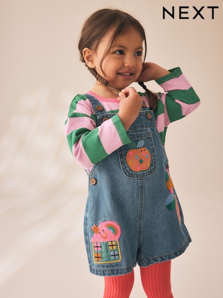 Denim Stripe - T-shirt Dungaree And Tights Set (3mths-7yrs)