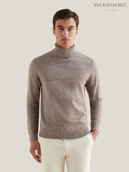 Peckham Rye Natural Knitted Roll Neck Jumper (G67512) | £70