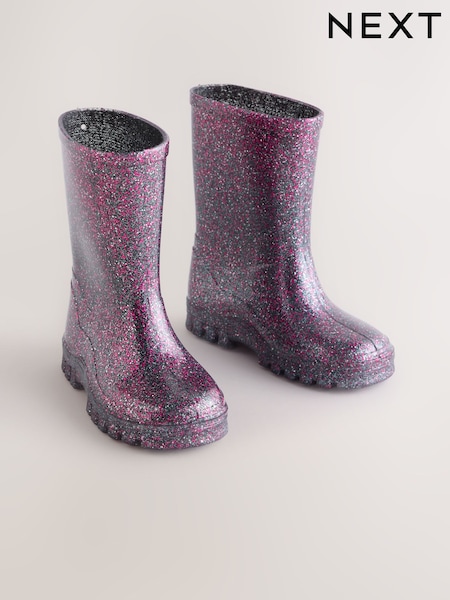 Black - Glitter Wellies