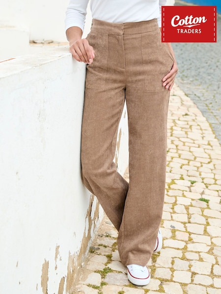 Cotton Traders Brown Wide Leg Cord Trousers (G67681) | £40
