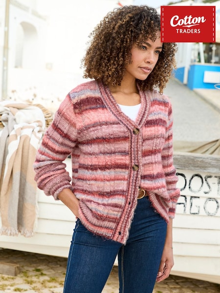 Cotton Traders Pink Ombre Stripe Cardigan (G67690) | £42