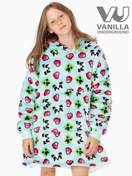 Vanilla Underground Blue Minecraft Creeper Blanket Hoodie (G67725) | £27