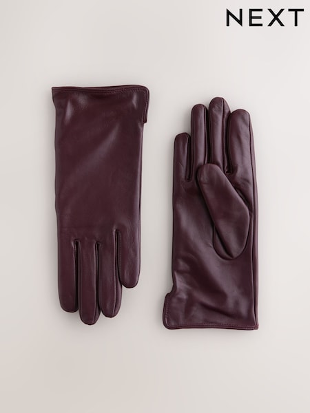 Dark Berry Red Leather Gloves (G67805) | £24