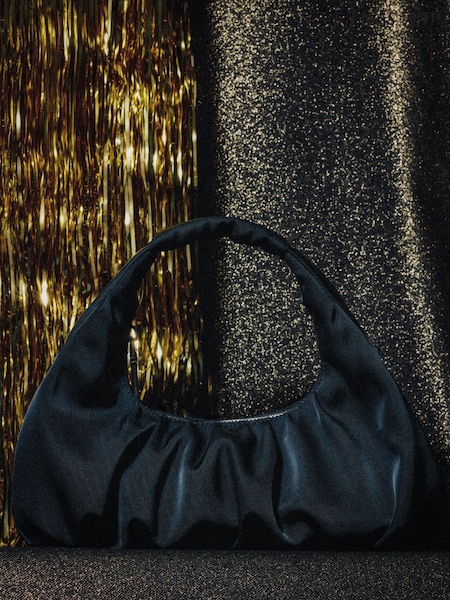 Jigsaw Blue Pleated Satin Tay Bag (G67839) | £130