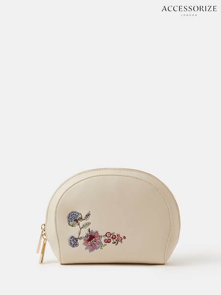 Accessorize Cream Floral Embroidered Make Up Bag (G67918) | £20