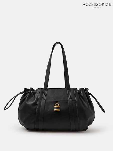 Accessorize Black Padlock Ruched Shoulder Bag (G67920) | £38