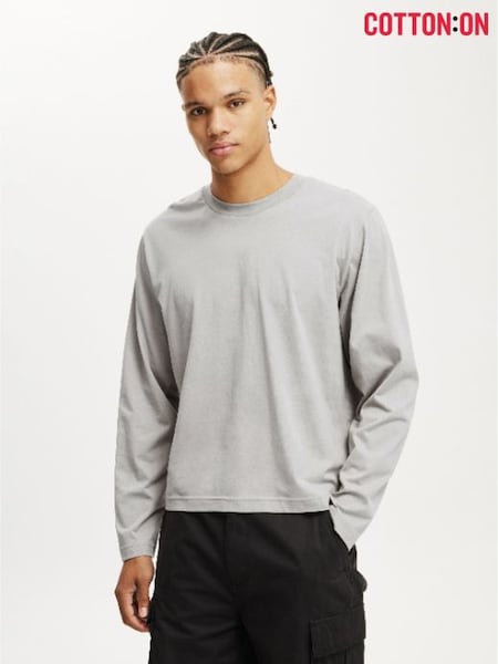Cotton On Grey Cropped Fit Long Sleeve T-Shirt (G68096) | £19