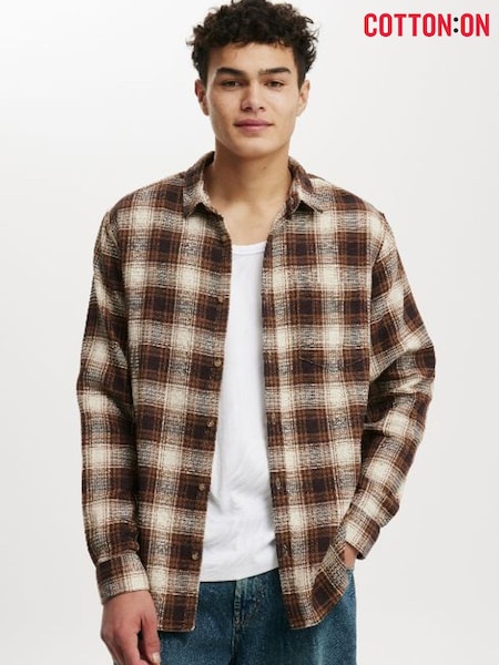 Cotton On Brown Boston Long Sleeve Shirt (G68097) | £35
