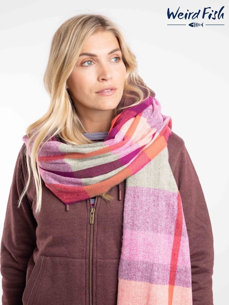 Weird Fish Purple Badida Brushed Check Scarf (G68224) | £30
