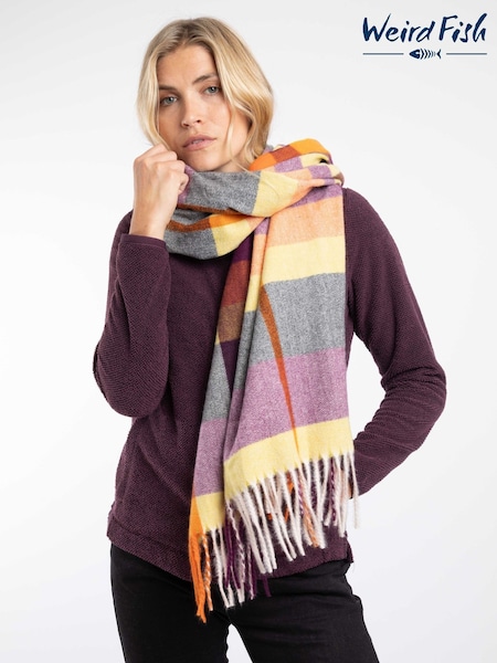 Weird Fish Orange Badida Brushed Check Scarf (G68232) | £30