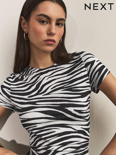 Zebra Soft Touch Slinky Nylon Crew Neck Short Sleeve Top (G68255) | £20