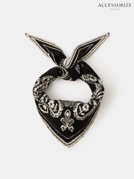 Accessorize Black Large Paisley Knitted Triangle Scarf (G68335) | £24
