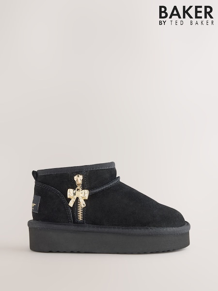 Black - Baker By Ted Baker Water Repellent Warm Lined Suede Boots