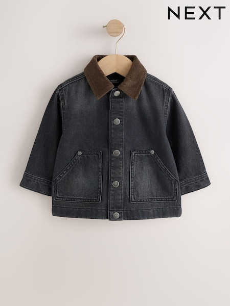Black Denim - Long Sleeve Cord Collar Shirt (3mths-7yrs)