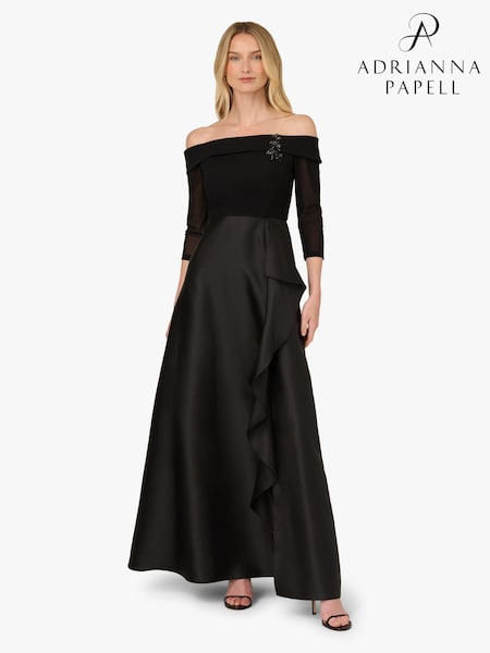 Adrianna Papell Black Studio Combo Off Shoulder Gown (G68470) | £179