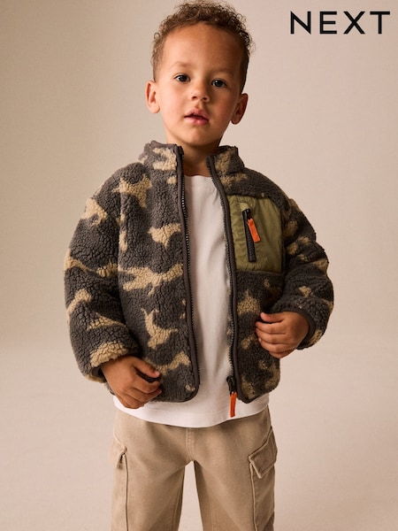 Camouflage - Funnel Neck Zip Through Borg Fleece (3mths-7yrs)