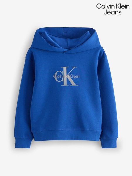 Calvin Klein Jeans Blue Oversized Logo Hoodie (G68531) | £65 - £80