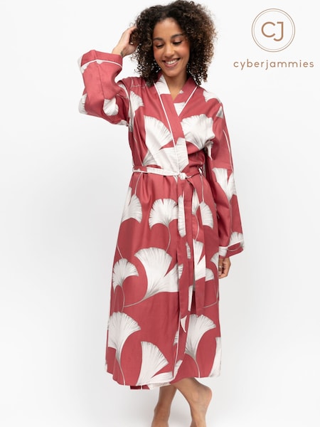 Cyberjammies Orange Big Leaf Print Long Sleeve Dressing Gown (G68559) | £49 - £54