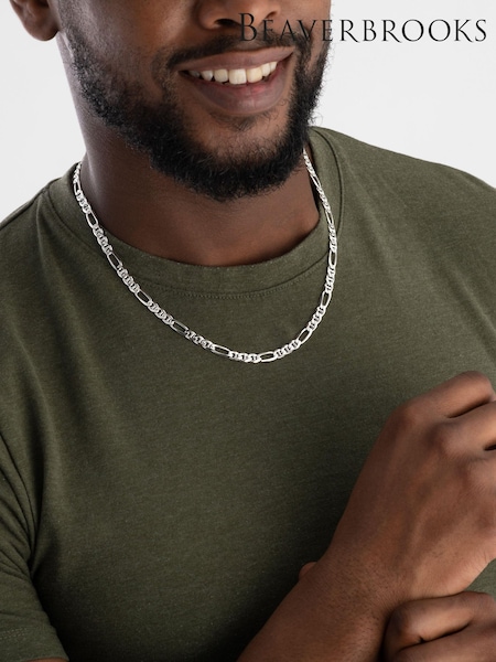 Beaverbrooks Silver Figaro Necklace (G68611) | £195
