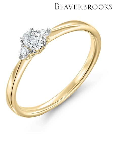 Beaverbrooks Yellow Gold 9ct Three Stone Diamond Engagement Ring (G68616) | £895