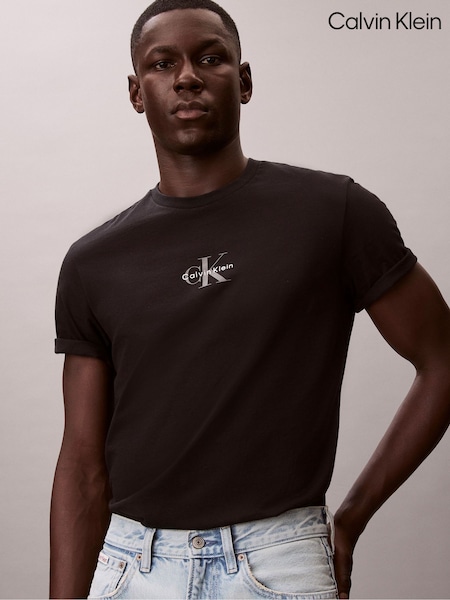 Calvin Klein Black Short Sleeve 30s Micro Monologo Graphic T-Shirt (G68671) | £35
