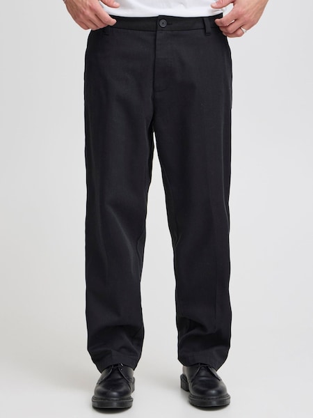 !Solid Black Woven Straight Fit Trousers (G68696) | £55