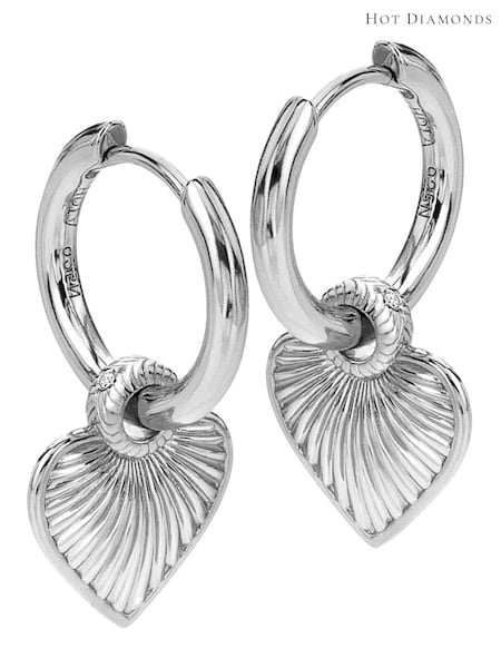 Hot Diamonds Sterling Silver Essence Heart Huggie Earrings (G68864) | £95