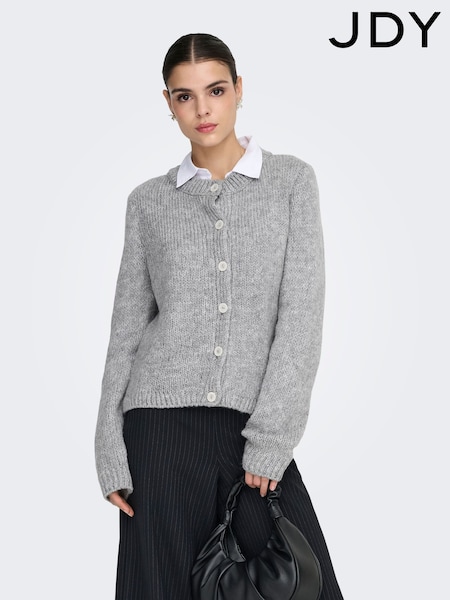JDY Grey Button Up Cardigan (G68889) | £35