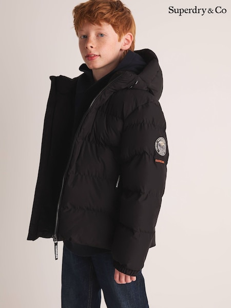 Black - Superdry Sports Puffer Coat