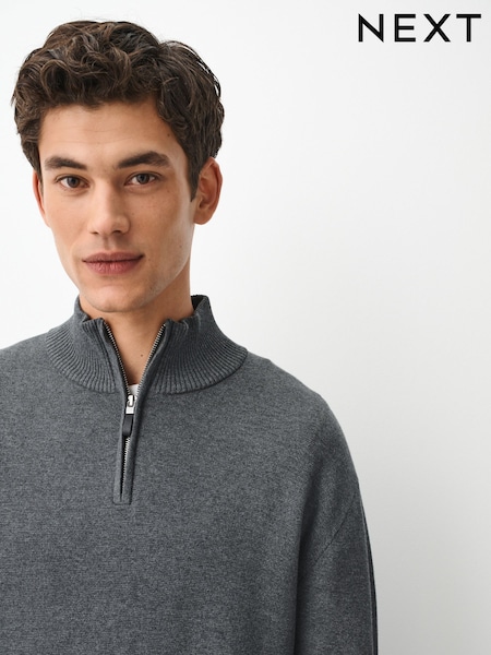 Charcoal Grey - Regular Quarter Zip Jumper