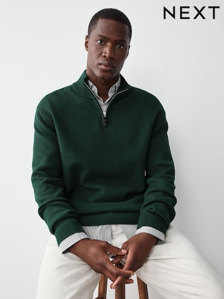 Green - Regular Quarter Zip Jumper