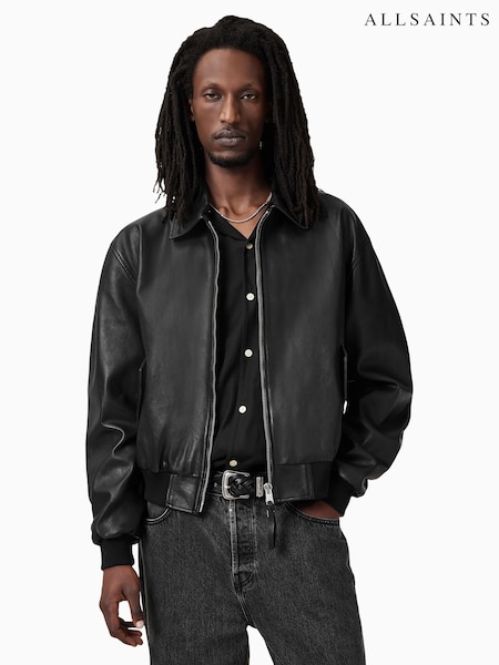 AllSaints Black Marco Oversized Bomber Jacket (G69332) | £342