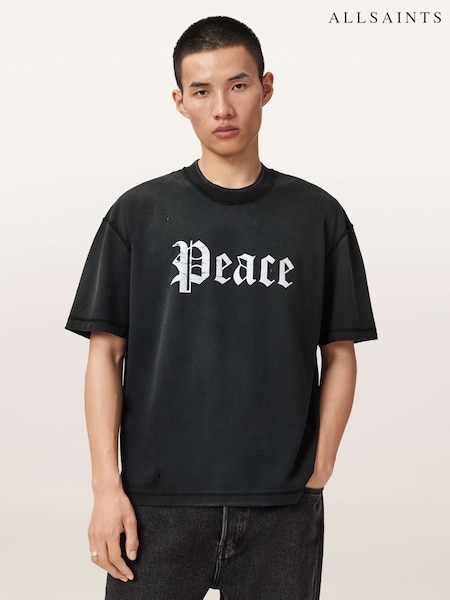 AllSaints Black Utopia Short Sleeve Crew Neck T-Shirt (G69341) | £79