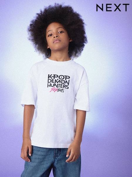 White KPOP Demon Hunters T-Shirt (6-16yrs) (G69342) | £14 - £17