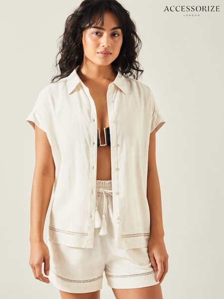 Accessorize Natural Cap Sleeve Boxy Shirt (G69606) | £38