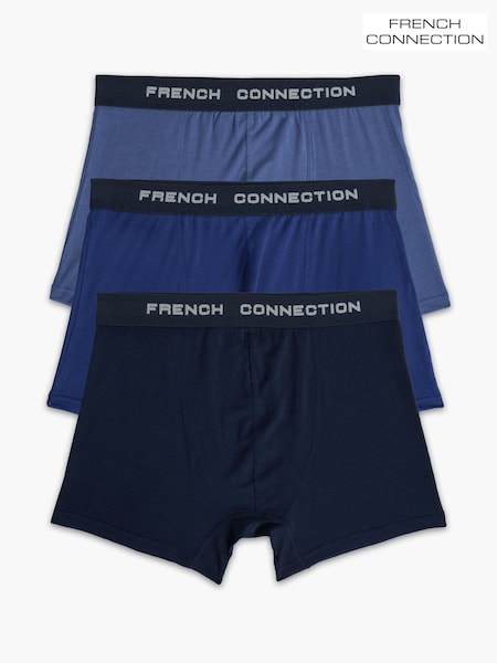 French Connection Blue Luxury Stretch Boxers 3-Pack (G69805) | £30