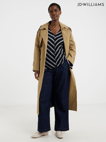 JD Williams Black Textured Stripe Knit Longline Top (G69844) | £28