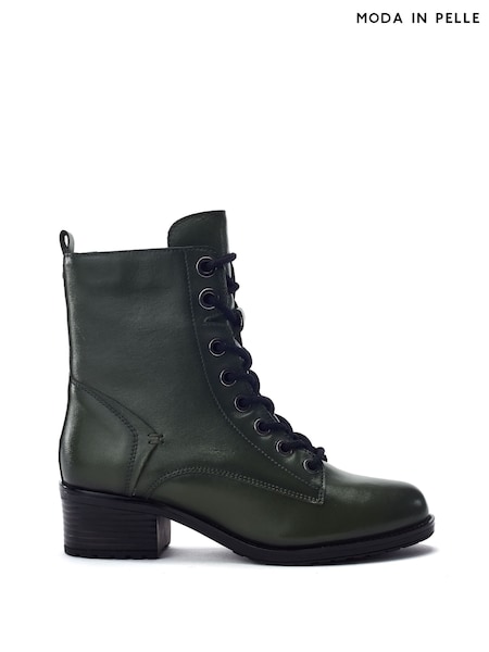 Moda in Pelle Green Bezzie Lace Up Leather Ankle Boots (G69855) | £139