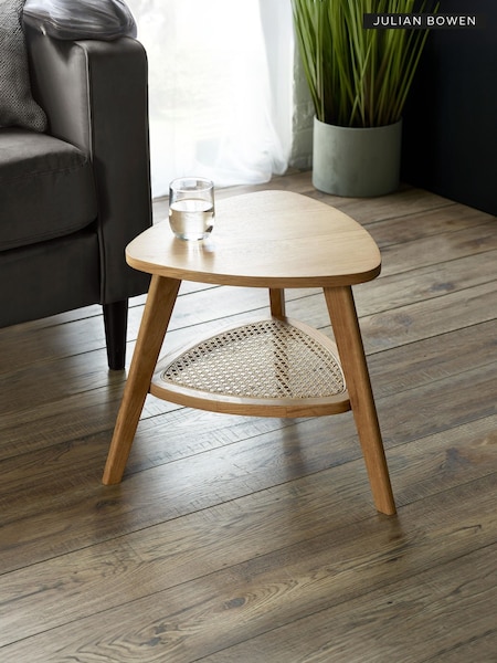 Julian Bowen Natural Oak Vera Triangular Side Table with Shelf (G69868) | £120