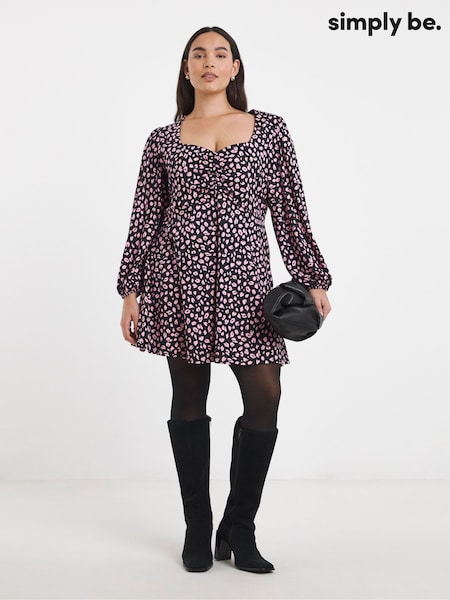 Simply Be Black Supersoft Sweetheart Neck Skater Dress (G69912) | £28