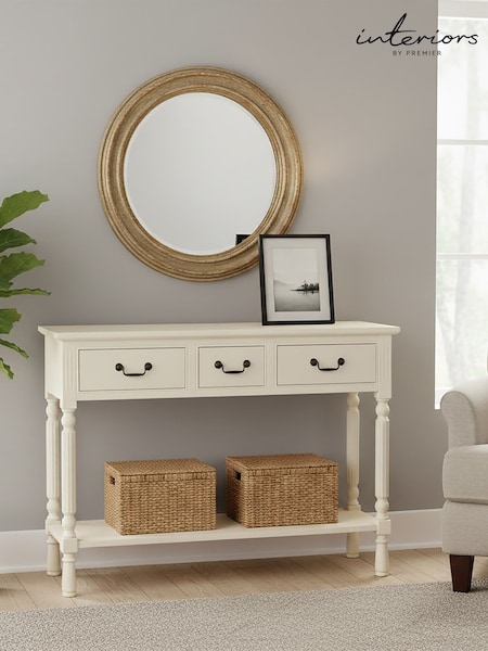 Interiors By Premier Heritage 3 Drawer Ivory Console Table