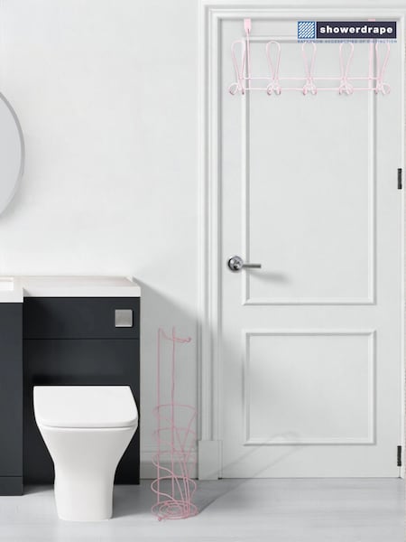 Showerdrape Pink Vertu Toilet Roll & Spare Holder & Over Dook Hook Set (G70065) | £25